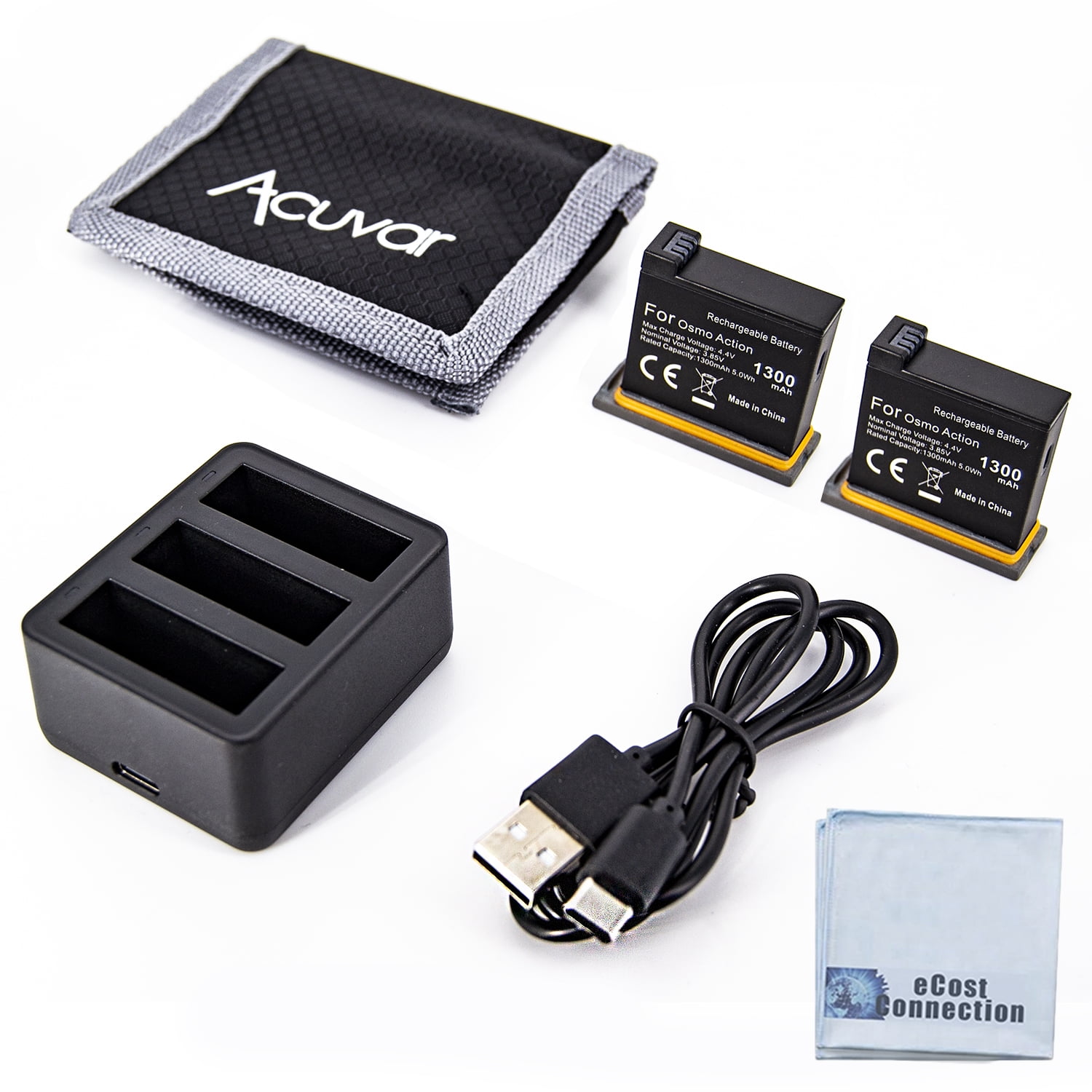 2 eCostConnection 1300mAh Replacement Batteries and Charger with Triple