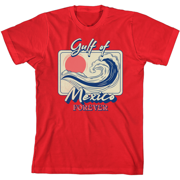 Gulf of Mexico Forever Sunset Wave Youth Red Crew Neck Short Sleeve Tee-XXL