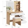 thumbnail image 2 of Makeup Vanity Desk with Adjustable 3-Color LED Mirror, Dressing Table Set with 4 Drawers, Storage Stool, Shelves, and Built-In Power Outlets, 2 of 10
