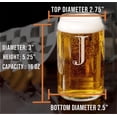 thumbnail image 4 of Etched Monogram 16oz Can Glass for Soda or Beer (Letter J), A-Z Personalized gifts for men, Customized coffee glasses, Custom Initial, Birthday gift for Mens Her Brother Husband Cup with J, 4 of 5