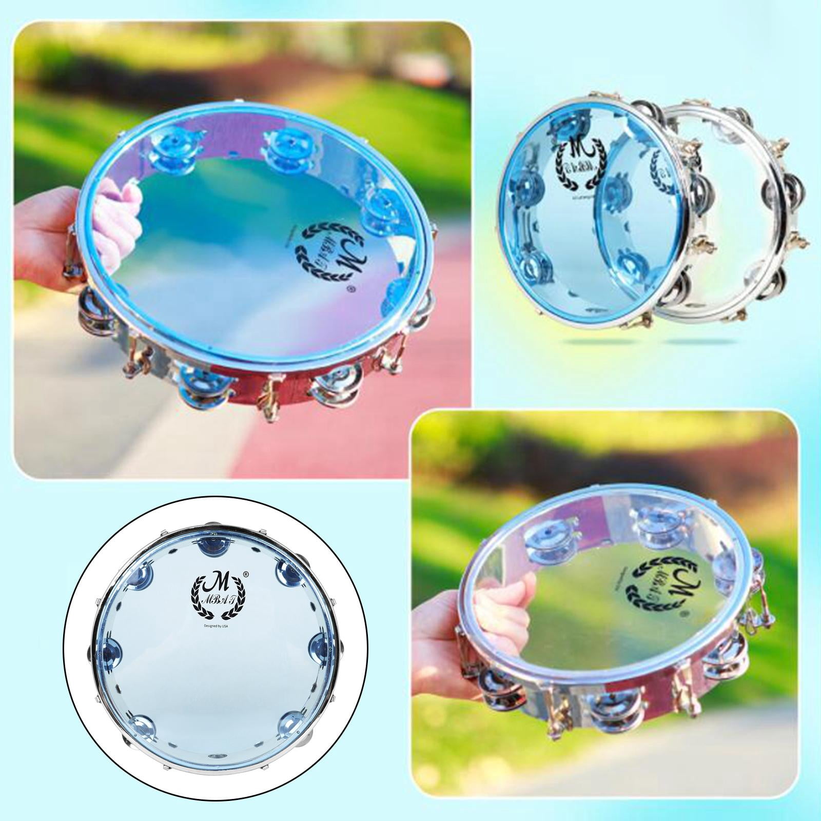 LeeQinersw Percussion Tambourine Capoeira Blowing Jingles Tamborine for 3+ Years Old Party 10inch Blue