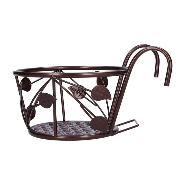 Hanging Railing Planters Flower Pot Holder, Iron Art Hanging Baskets Balcony Flower Pot Stand Rack Round Plant Baskets Shelf Container Box for Balcony Garden Indoor Outdoor