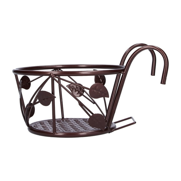Hanging Railing Planters Flower Pot Holder, Iron Art Hanging Baskets Balcony Flower Pot Stand Rack Round Plant Baskets Shelf Container Box for Balcony Garden Indoor Outdoor