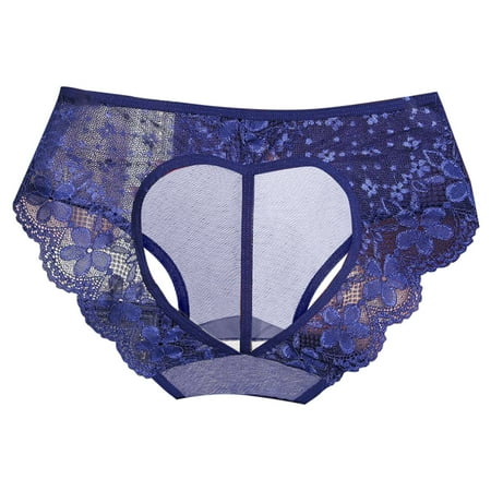 

BSDHBS Lingerie for Women Women s Low Rise Solid Color Underwear Lace Heart Underwear Blue Size M