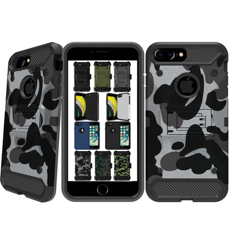 DuraSafe Cases iPhone 6 Plus 2014 DuraSafe Cases iPhone 6s Plus 2015 5.5 Inch Shockproof Sturdy Printed Case with Multi Layer Protection & Kick Stand - Military Gray(Without Holster)