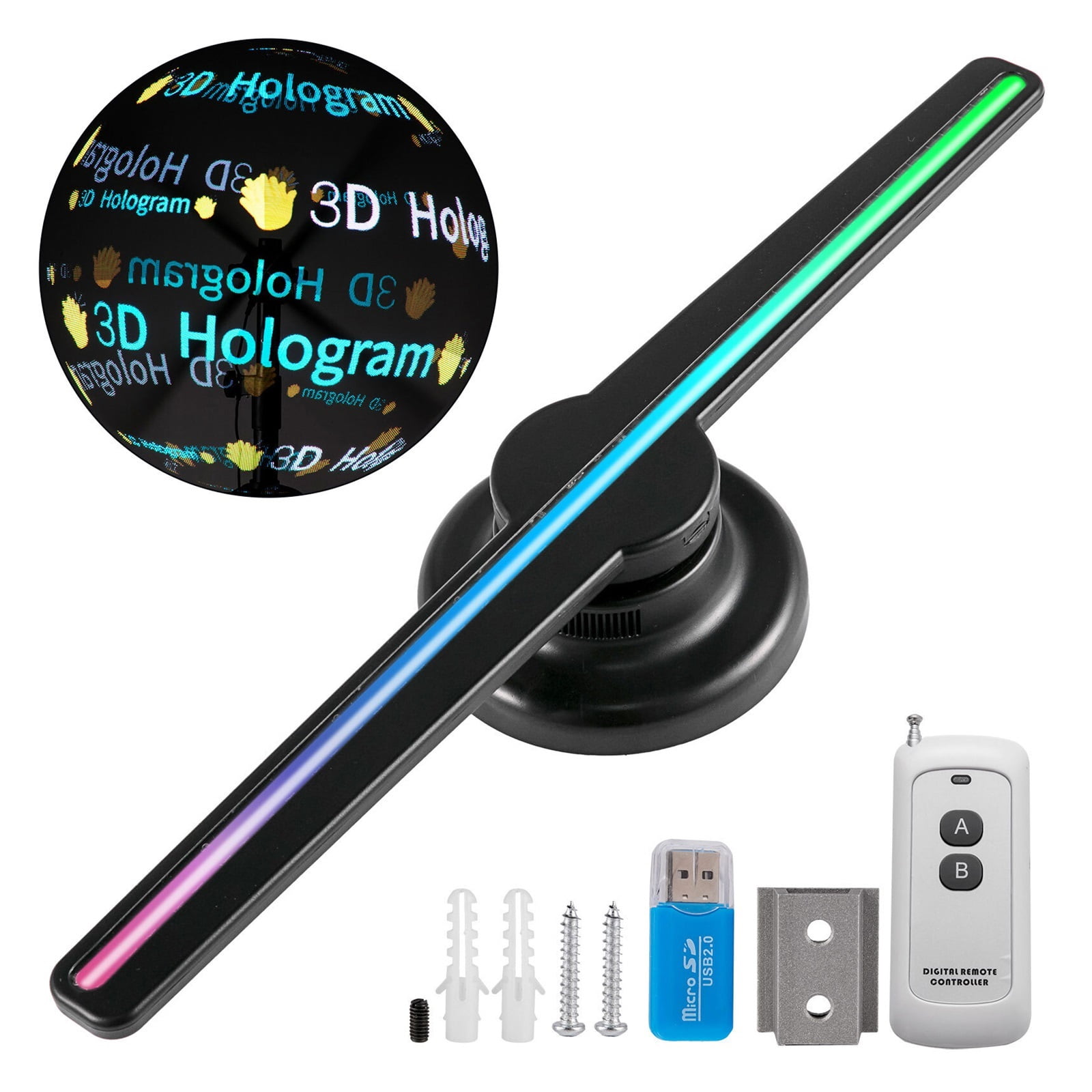 Hologram Fan Projector, 3D Hologram Fan Display Wall-mounted Wifi Led Sign Holographic Lamp Player Air Imaging Hologram Fan Projector ,Novel Advertising Tool