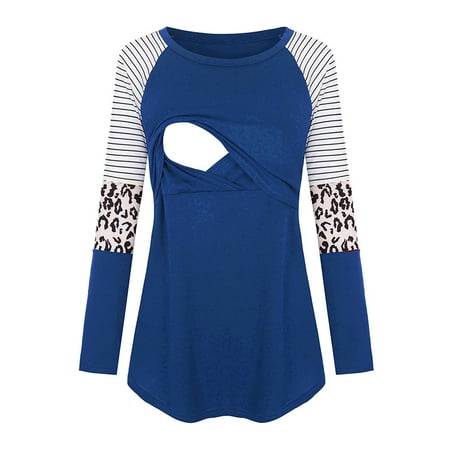 

LilyLLL Maternity T-shirt Womens Long Sleeve Nursing Breastfeeding Pullover Blouse Tops