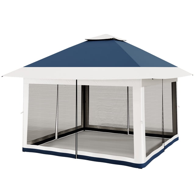 Tente Abri Instantané 12 X 12 Pi avec Moustiquaire, Installation en une Pression, Hauteur Réglable, Pavillon Extérieur avec Sacs de Sable, Résistant aux Intempéries pour Cour Arrière, Patio, Jardin, Kaki/marine/vert/rouge/gris