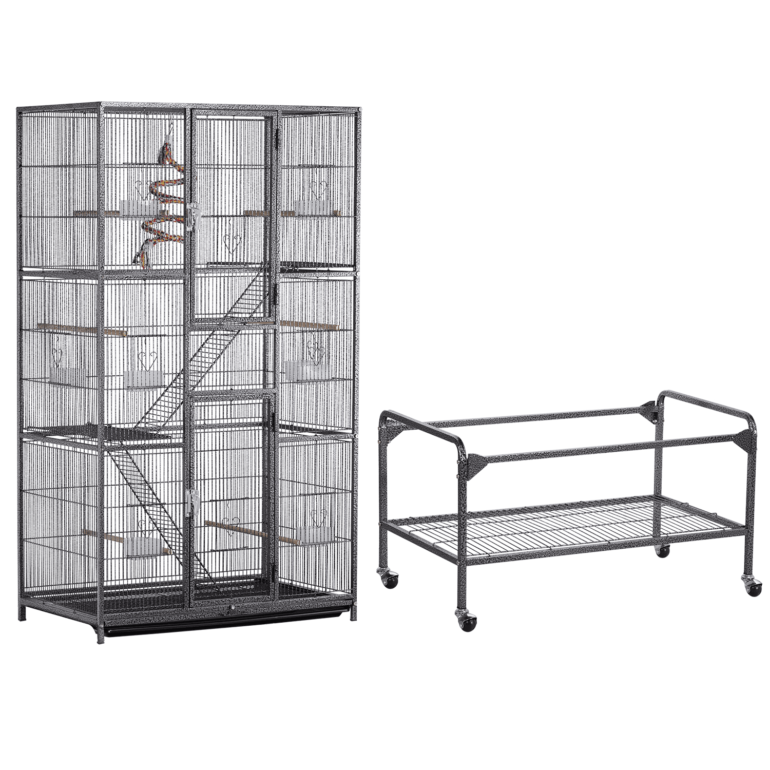 Renwick 69" H Extra Large Bird Cage with Detachable Stand, Matt Black