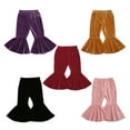 thumbnail image 2 of Kids Girl Pants, Ruffle Trousers, Solid Color Velvet Keep Warm Winter Fall High Waist Clothes, 2 of 5
