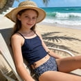 thumbnail image 2 of RTKFRFLM Big Girls Leopard Print 2-Piece Swimsuit Kids Sporty Cami Bikini Set with Strappy Back Trendy Bathing Suit Performance Summer Beach Clothing, 2 of 8