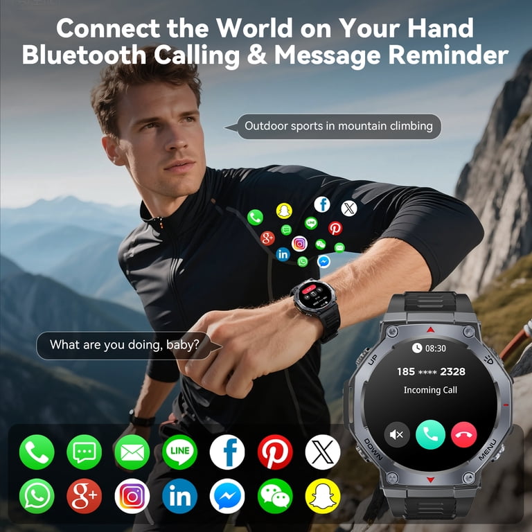 Haulvean 1.43-inch AMOLED Military Smart Watch for Men, Outdoor