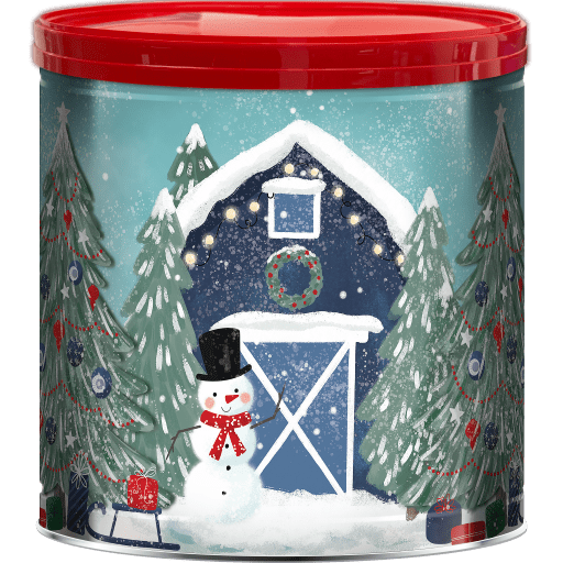 Great Value Holiday Popcorn Tin, Blue Barn Design, 3 Assorted Flavors, 21 Ounces