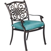 Hanover Traditions 7-Piece Outdoor Patio Dining Set with Rust-Free Aluminum Dining Table, 4 Elegant Dining Chairs and 2 Swivel Rockers with Blue Cushions| TRADDN7PCSW-BLU