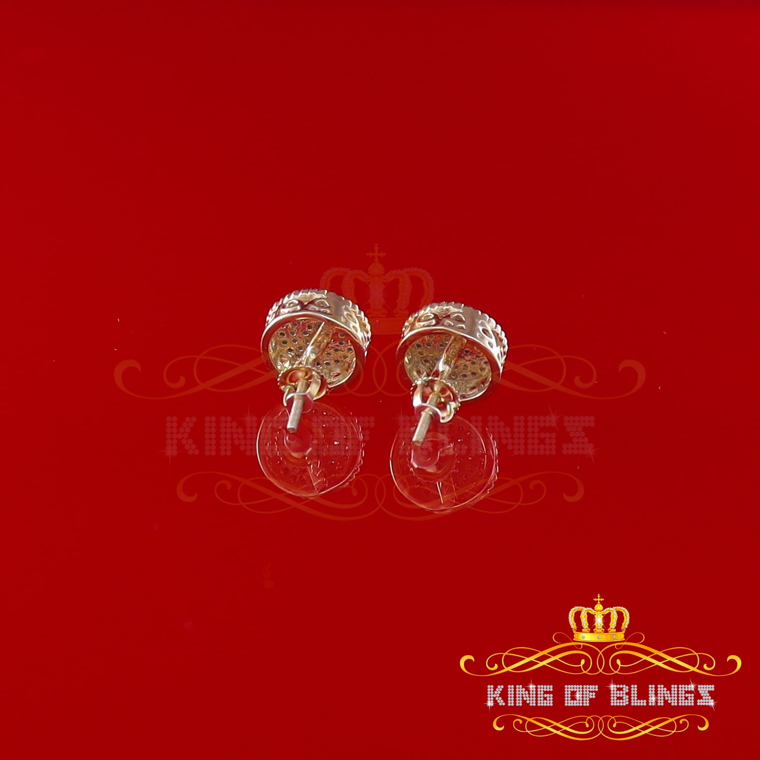 King of Bling's Aretes Para Hombre 925 Yellow Silver 0.25ct Diamond For Women's Stud Earrings