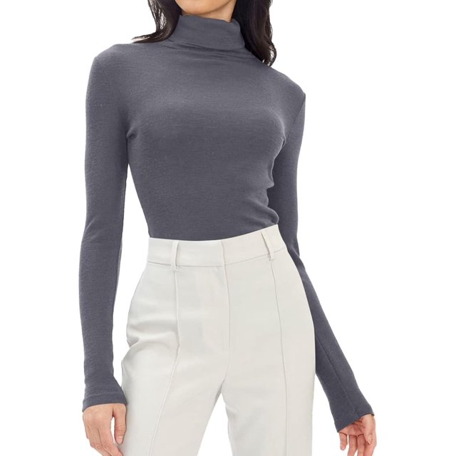 T-shirt Aguichant à Manches Longues Col Carré Basique Ajusté Côtelé Crop Tops