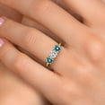 thumbnail image 4 of Gem Stone King 10K Yellow Gold Lab Grown Diamond and Blue Moissanite Engagement Ring for Women | 1.50 Cttw | Round 5MM | Gemstone April Birthstone | Size 9, 4 of 6