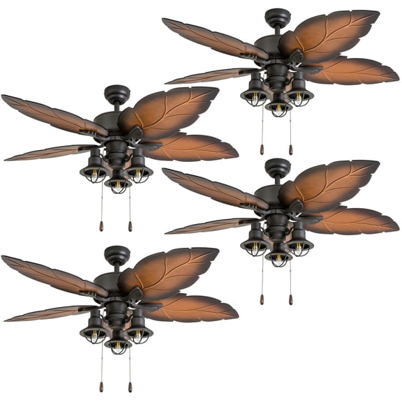 Prominence Home 4 Pack Ocean Crest 52" Tropical Indoor or Outdoor Ceiling Fan, Bronze