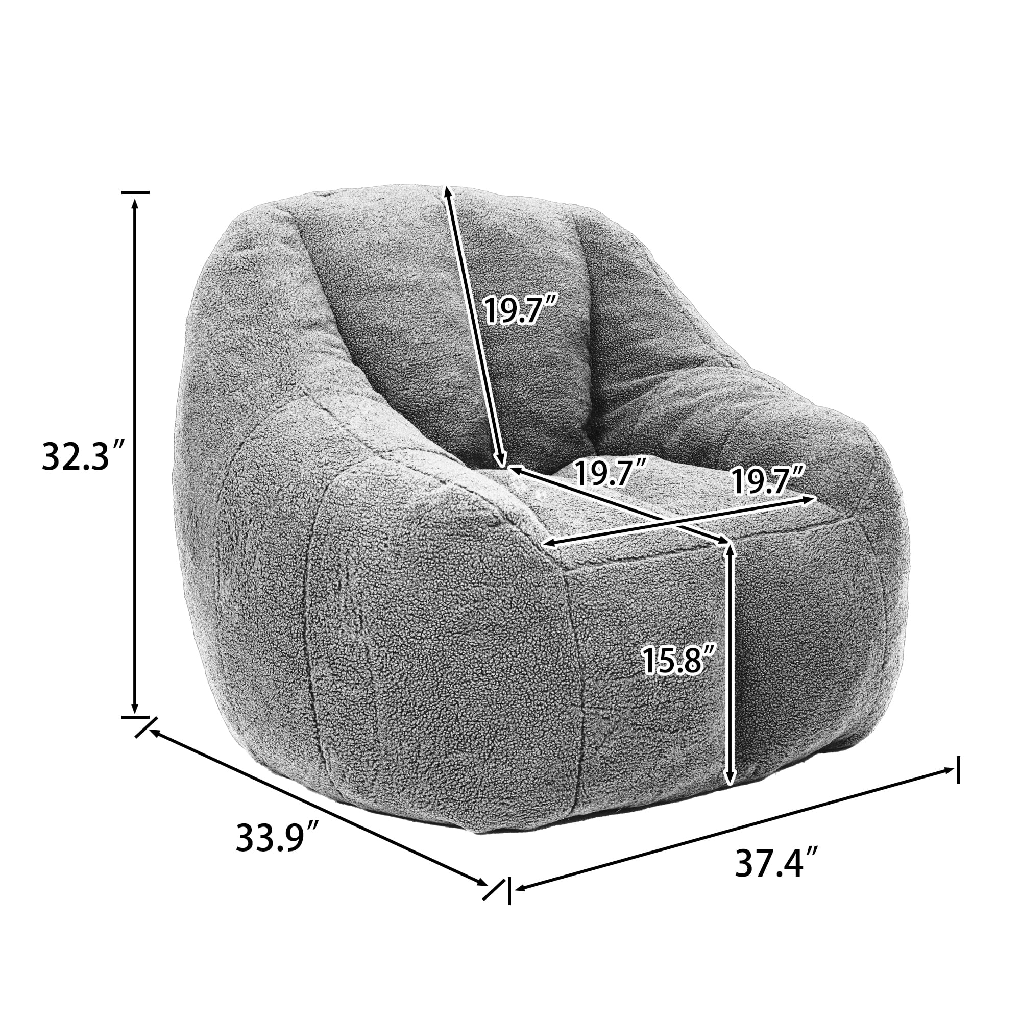 Howcool Bean Bag Chair with Filler, Memory Foam Tufted Fluffy Lazy Sofa for Living Room Dorm Apartment