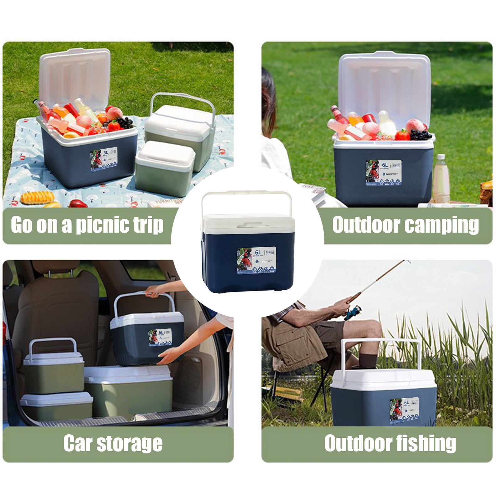 Gnmfd Portable Cooler Insulated Box Leak Proof Outdoor Ice Chest for Beach Camping Tailgating Sports Picnic Drinks Food Storage Container