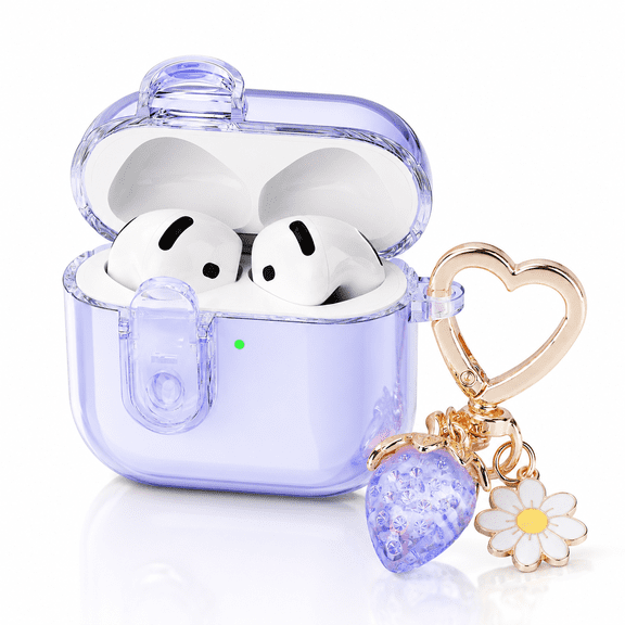 (with Safety Lock) Clear Case Compatible with Airpods 4 Cases 2024 Women,Cute Soft TPU Transparent AirPods 4th Generation Case iPods 4 Earbuds Case Girl Strawberries Keychain for Airpod iPod 4th Gen