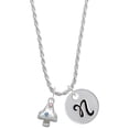 thumbnail image 1 of Delight Jewelry Silvertone 3-D Mushroom with Multicolored Crystals Silvertone Script Initial Disc - N - Charm Necklace, 20"+3", 1 of 4