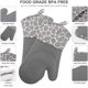 thumbnail image 3 of Guantes de silicona para horno, resistentes al calor, 1 par y 2 agarraderas, perfectos para parrilla, barbacoa, cocina, horno (gris) ER, 3 of 5