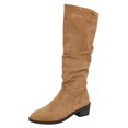 thumbnail image 2 of Womens Chunky Heel Knee High Boots Suede Round Toe Fall Winter Tall Boots Brown 9.5(43), 2 of 9