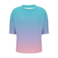 thumbnail image 7 of Tdoqot Womens Oversized T Shirts with Pocket- Soft Casual Short Sleeve Summer Gradient Trendy Tops Sky Blue Size S-2XL, 7 of 7