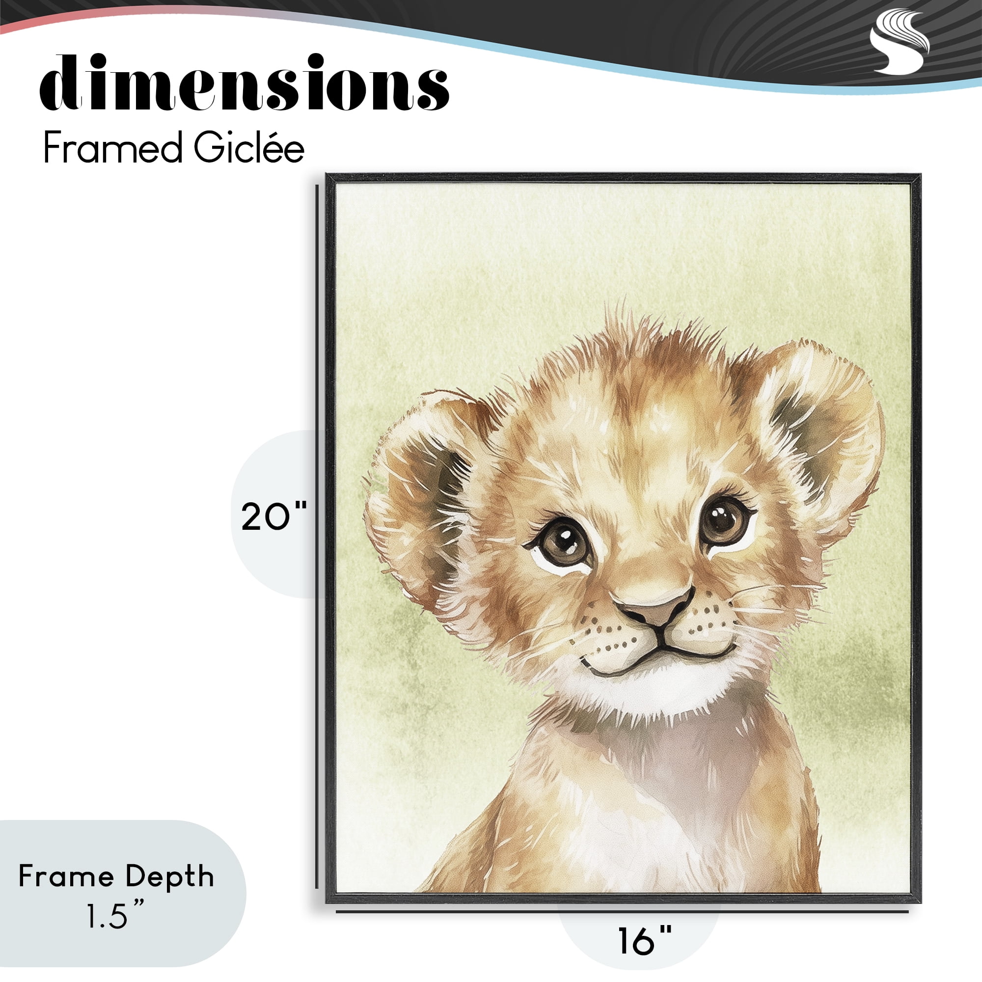 Stupell Industries Jungle Friends Baby Lion Black Framed Giclee Art, design by Christine Simpson Art