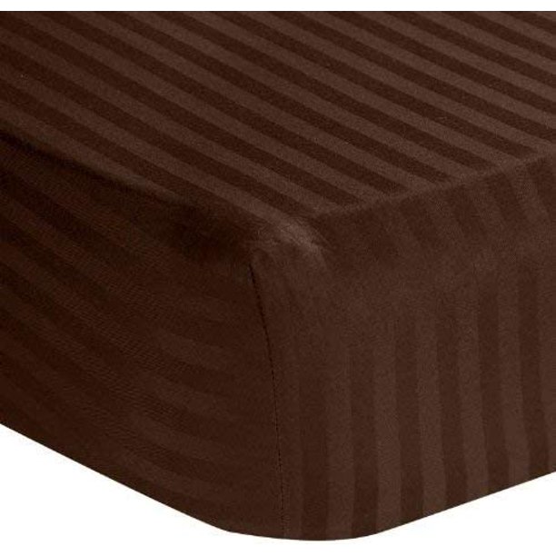 Bed Cot Fitted Sheet 33" x 75" Chocolate Stripe 2 Qty Cot Fitted