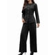 thumbnail image 3 of Conjunto de 2 Piezas de Mezclilla para Mujer, Camisa Y2k, Jeans de Pierna , Pantalones Palazzo y Conjuntos. Traje Negro y Gris L, 3 of 9