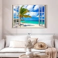 thumbnail image 2 of Elephant Stock Window Scene Wall Art - Horizontal Canvas Wall Art - Living Room Wall Decor - Beach Canvas - Blue And Green Decor - 48" x 32", 2 of 4