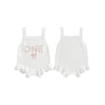 thumbnail image 2 of BemeyourBBs Baby Girl First Birthday Outfit 1st Years Old Clothes Knit Romper Overalls Sleeveless Number Letter Bow Embroidery Sweater Romper Bodysuit Playsuit Spring Summer Fall Clothing, 2 of 9