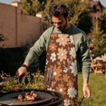 thumbnail image 3 of Brown Daisy Flower Floral Pattern Apron-Garden Aprons for Women with Pockets-Cotton Linen Waterproof Kitchen Cooking Gardening Aprons Adjustable for Kitchen,Cooking,BBQ and Salon 33x27 Inch, 3 of 6