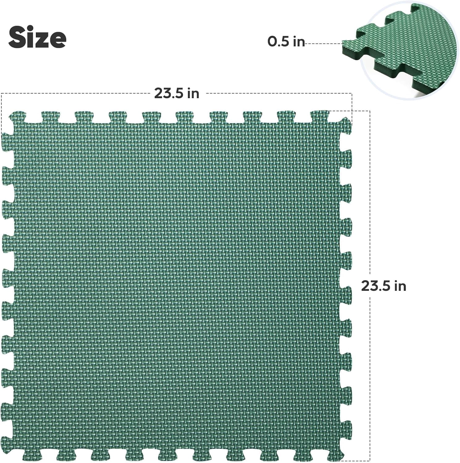 Home Gym Mat, Puzzle Exercise Mat, EVA Interlocking Foam Floor Tiles for Home Workout Equipment - Blue, 24 in x 24 in x ½ in - (Green, 24 Pack(96 SQ FT))