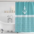 thumbnail image 2 of Polyester Fabric Blue Morocco Shower Curtain, Modern Geometric Nautical Anchor Stripe Waterproof Bathtub Curtain Bathroom Decor Set with Hooks 72 x 84 Inches, 2 of 6