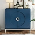 thumbnail image 5 of Sumdeal Kitchen Sideboard Buffet Storage Cabinet, Simple Storage Cabinet Accent Cabinet with Solid Wood Veneer and Metal Leg Frame for Living Room, Entryway, Dining Room (Navy), 5 of 7