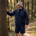 thumbnail image 3 of Mens Tracksuit Casual 2 Piece Waterproof Rain Jacket and Cargo Shorts Set Athletic Jogging Sports Outfits,Navy,3XL, 3 of 10
