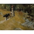 thumbnail image 2 of Albert Edelfelt 14x12 Gold Ornate Wood Frame and Double Matted Museum Art Print Titled - On the Shore Bank (Annie Edelfelt with a Dog) (1883), 2 of 4