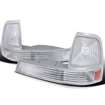 Spec-D Tuning Chrome Housing Clear Lens Bumper Corner Lights Compatible with 1998-2000 Ford Ranger L R Pair Assembly