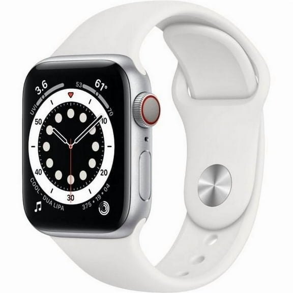 Restored Apple Watch Series 6 GPS LTE w/ 44MM Silver Aluminum Case & White Sport Band (Refurbished)