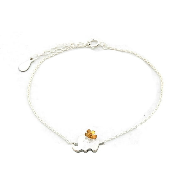Amy and Annette Sterling Silver Elephant with Flower Bracelet