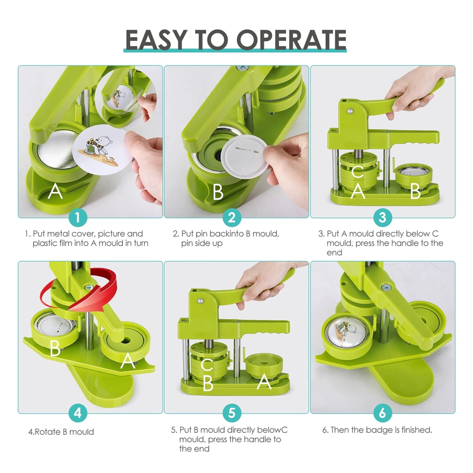Button Badge Maker Mould Machine DIY Badge Pin Maker Machine 58mm Button Badge Maker ,Easy Pressing