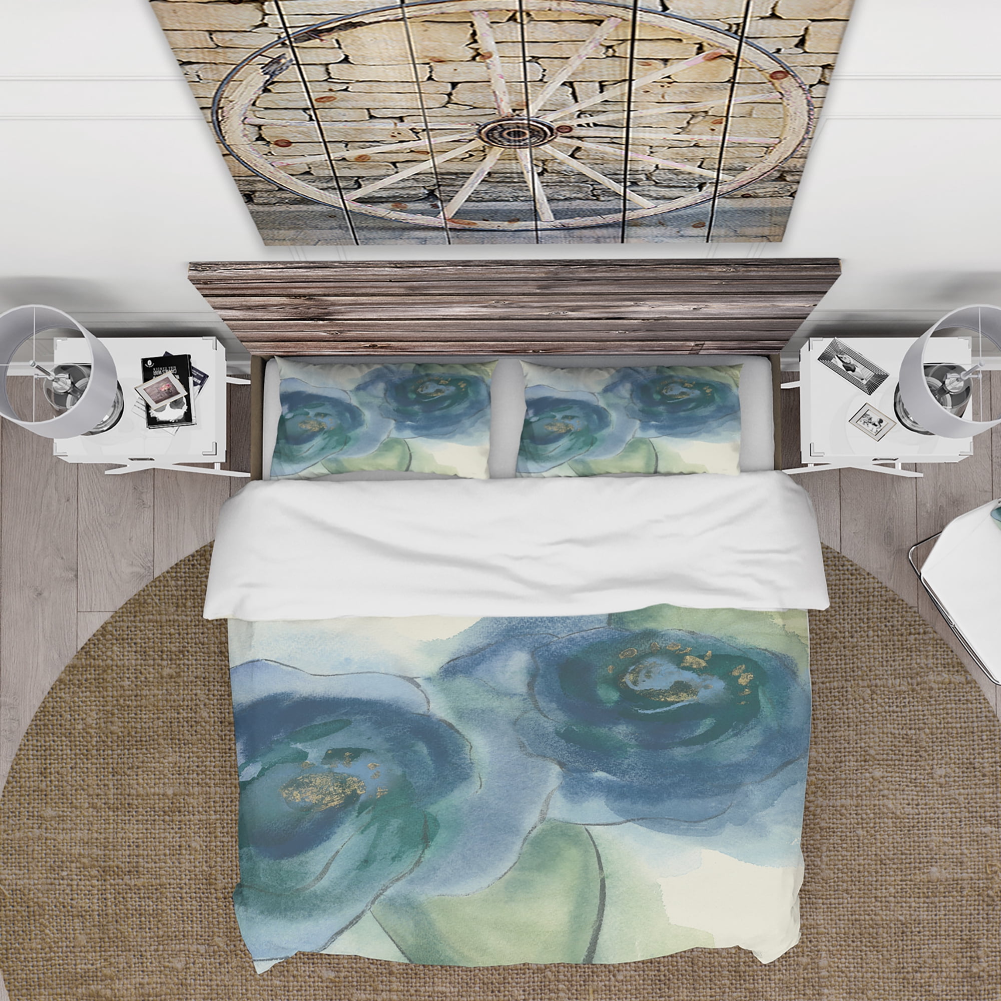 Designart 'Blue Floral Poppies III' Cottage Duvet Cover Set