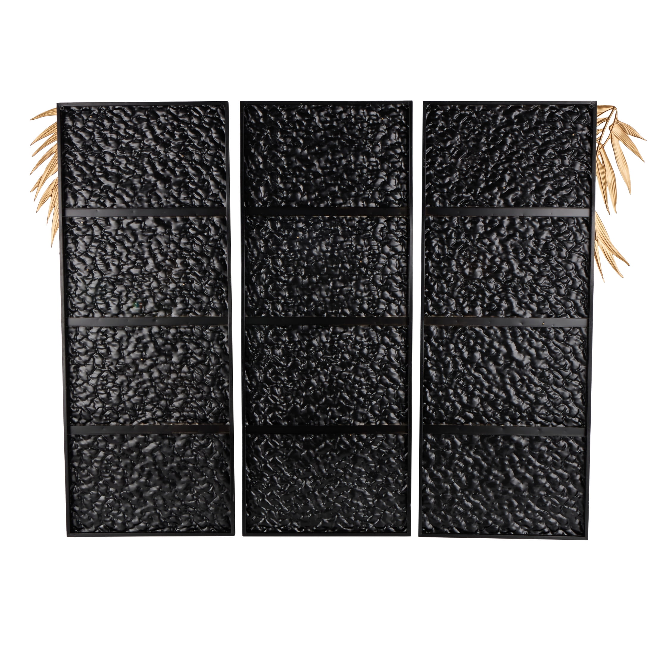 DecMode Black Metal Abstract Wall Decor with Gold Accents (3 Count)