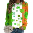 thumbnail image 2 of ASFGIMUJ Women St Pa Day T Shirts Crewneck Green Sweatshirt Raglan Sleeve Shirt Pullover Tops Loose Suitable Dressy Tops,Size M, 2 of 5