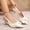 White, variant on Womens Pointed Toe Bow Slingback Kitten Heels, 2 Inch Low Heel, Comfortable PU Faux Leather Slingback Pumps for Office Wedding, White,Size 6