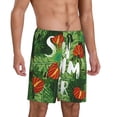 thumbnail image 2 of Kdxio Palm Leaves And Tropical Flowers Print Mens Sleep Shorts Bottoms Soft Comfy Pajama Wear Pants with Drawstring Pockets, 2 of 5