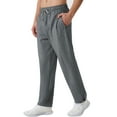 thumbnail image 4 of Cotton Sweatpants - Casual Open Bottom Straight Leg Pants with Zipper Pockets for Men Dark Gray XL, 4 of 9
